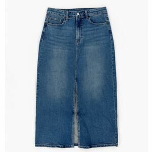 Just USA Midi Front Slit Stretch Denim Skirt NWT Size L Medium Wash